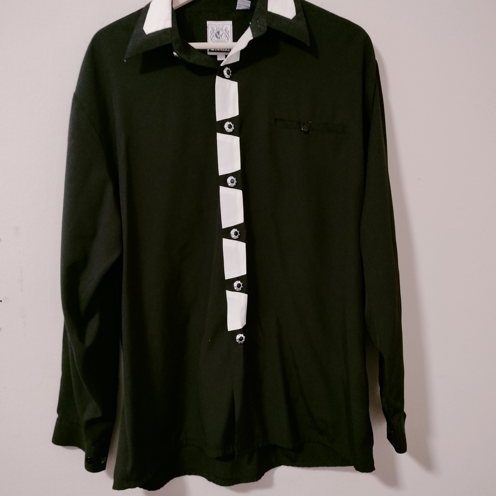 Men's Black and White Dress Shirt